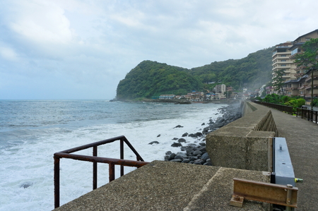SHIZUOKA, JAPAN - SEPTEMBER 15, 2013 : Typhoon starting. View of Suruga Bay, Shizuoka, Japanのeditorial素材