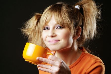 drinking girlの写真素材