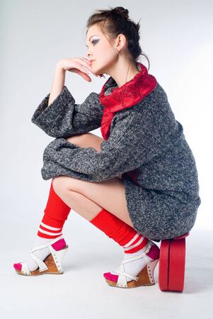 sitting girlの写真素材