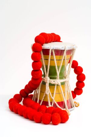 Colored african drum at white backgroundの写真素材