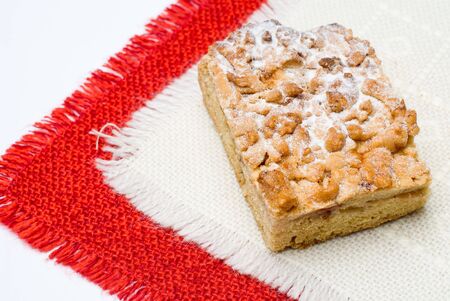 Tasty piece of apple pie on napkinsの写真素材