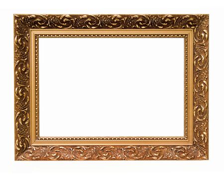 Empty horiontal picture frame at white backgroundの写真素材