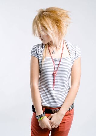 Thoughtful teenage punk girlの写真素材