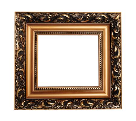 Golden antique empty picture frameの写真素材