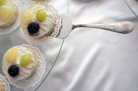 Tasty jelly cakes with fresh fruitsの写真素材
