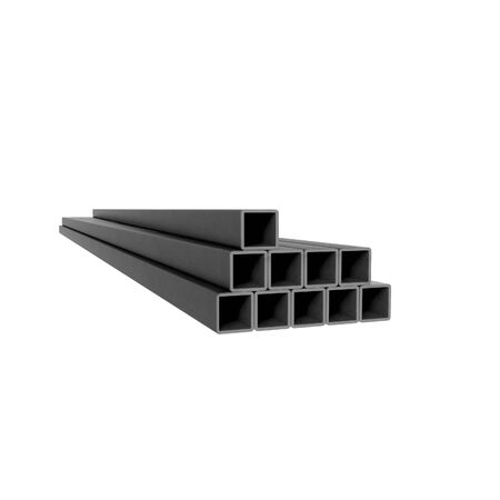 Pile of metal square beams at white backgroundの写真素材