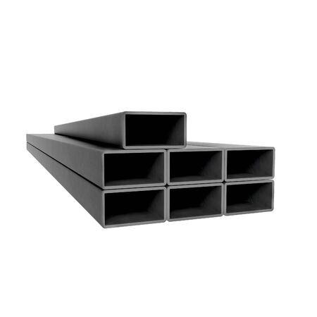 Metal rectangular beams at white backgroundの写真素材