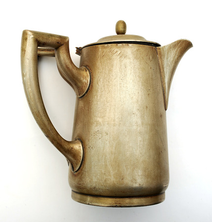 Old unique kitchen pot isolated at whiteの写真素材