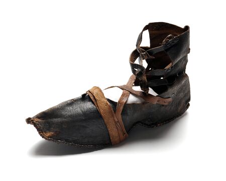 Old women leather shoe with strapsの写真素材