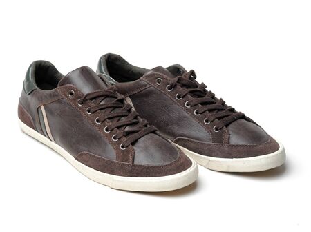 Brown sneakers on isolate white backgroundの写真素材