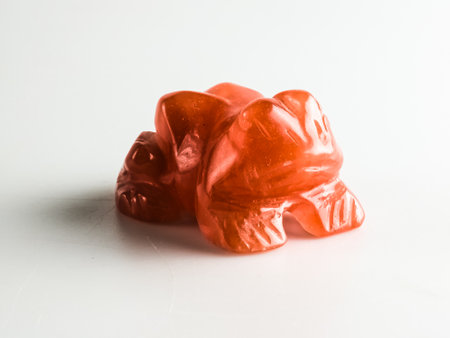Carnelian frog on a white background. Close-up.の写真素材