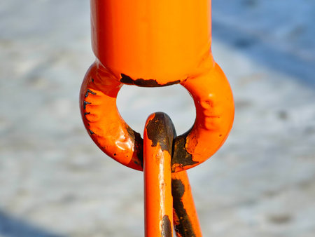 Close up of free ring fastener with hook.