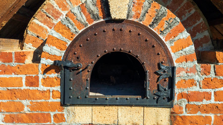 A furnace for burning shredded branches after a shredder in Slovakia. Close-upの写真素材