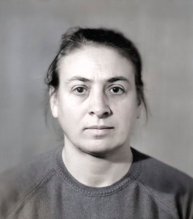 Vintage portrait of a beautiful middle-aged woman. Retro photo, 1981.