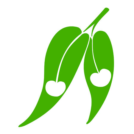 Cherry with leaves vector one color imageのイラスト素材