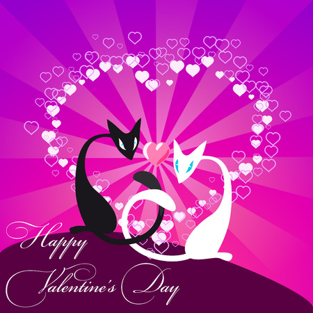 Cats lovers greetings card for Valentine's dayのイラスト素材