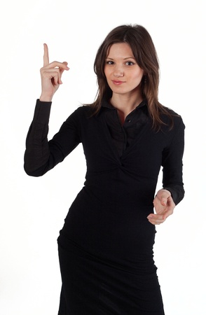 Young beautiful woman standing and sign thumb up!の写真素材