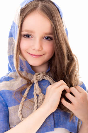 portrait of handsome and happy girl studio shootの写真素材