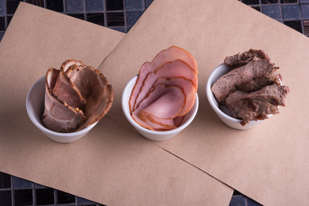 Meat  varieties ingredients. Restaurant menu. Top viewの写真素材