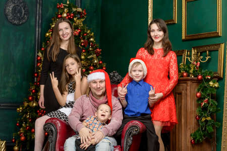 Big family Big family on Christmas eve. Holiday conceptの写真素材