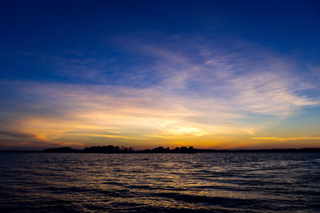 Amazing summer sunset view on the beach. Travel background