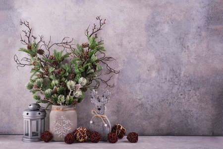 New Year celebration concept. Christmas card for greetings wiht copy spaceの写真素材