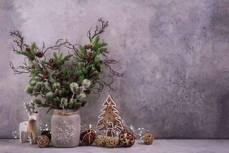 Christmas decoration background wiht copy spaceの写真素材