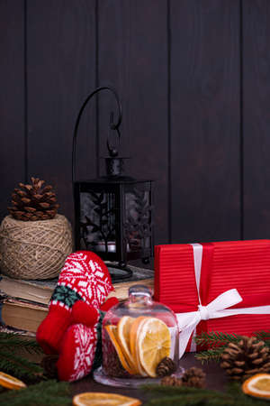 Christmas card and New Year concept. Post card for greetingsの写真素材