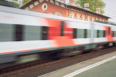 Dynamic Motion of a Passing Trainの写真素材