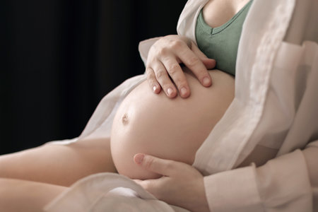 late pregnancy, Pregnant belly close-up, third trimester, 40 weeks pregnant