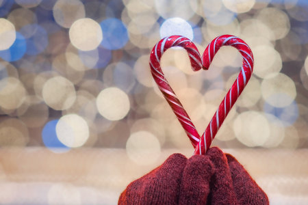 Christmas background with candy canesの写真素材