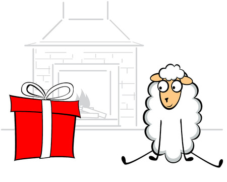 Funny young sheep in different situations of lifeのイラスト素材