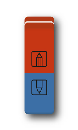 eraser red and blue on a white backgroundのイラスト素材