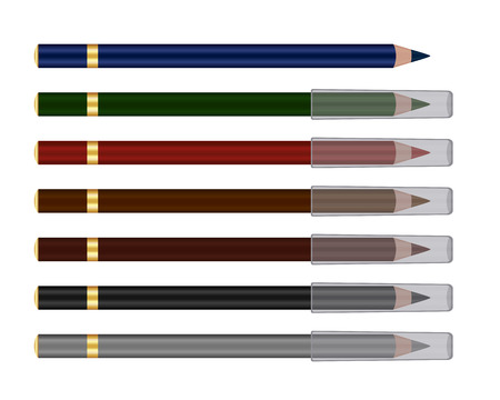 Vector set of cosmetic pencil on a white backgroundのイラスト素材