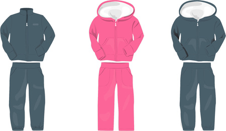 Sport suit. and pants. in different colors on a white backgroundのイラスト素材