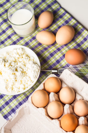 Fresh cottage cheese with eggs from the farm and free range chickens.