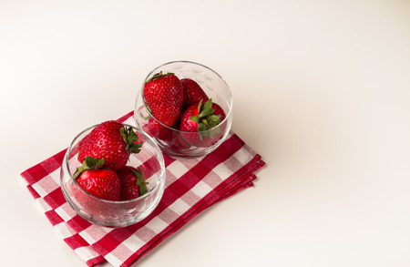 Fresh strawberry in transparent cups.の写真素材