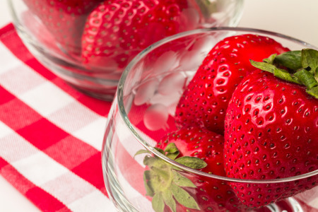 Fresh strawberry in transparent cups.の写真素材