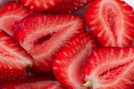The sliced fresh  strawberry.の写真素材