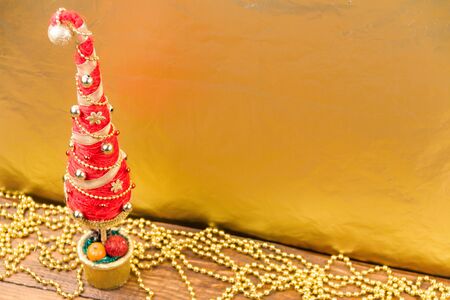 Handmade Christmas tree and ornaments.の写真素材