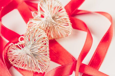St. Valentine's day hearts and red tapes.の写真素材