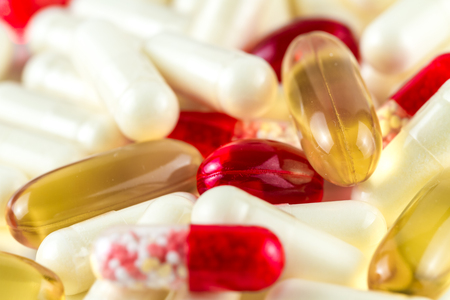 Various medical color capsules.の写真素材