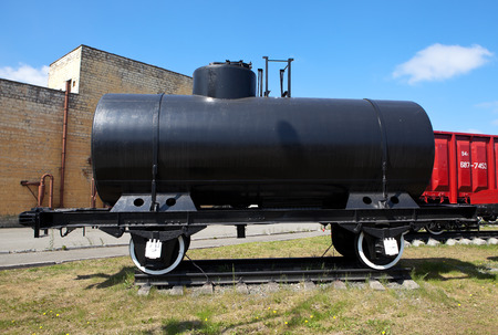 Railway tank car. "Uralvagonzavod" Museum.のeditorial素材
