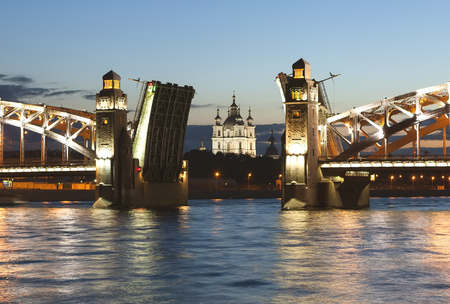 White Night. Bolsheokhtinsky bridge. St. Petersburg. Russia.の写真素材