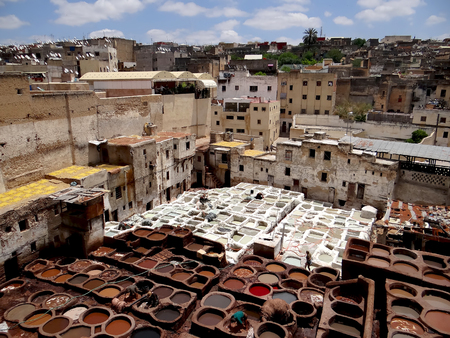 Leather tanning and dyeing Shuar. Thess. Moroccoのeditorial素材
