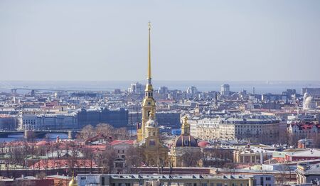 The historic center of St. Petersburg from the air. View from the airlift. St. Petersburg. Russiaの写真素材