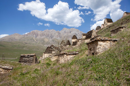 "City of the Dead" or Dargavssky crypt burial ground. Dargavs. North Ossetia. Russiaの写真素材