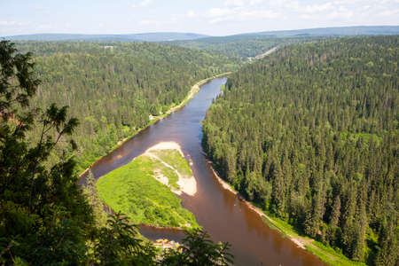 View of the Usva river from the Usva pillars. Perm Territory. Russiaの写真素材