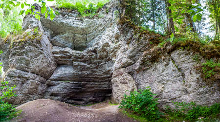 Stolbovoy Grotto. Massif Usvinskie Pillars. Perm Territory. Russiaの写真素材
