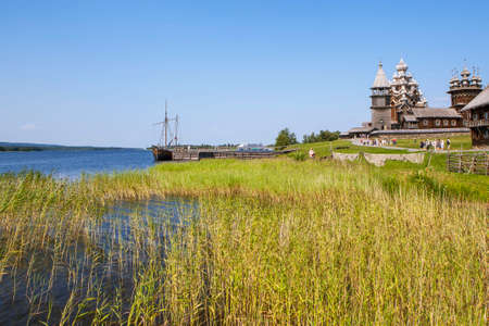 Shore of Lake Onega with main attractions. Kizhi Island. Republic of Karelia. Russiaの写真素材